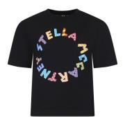 Sort Bomulds T-Shirt med Multifarvet Logo