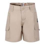 Beige Casual Shorts med Logo Patch