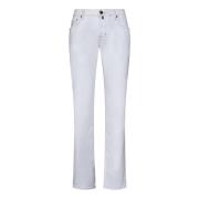 Slim-Fit Hvide Jeans i Stretch Denim med Topstitching
