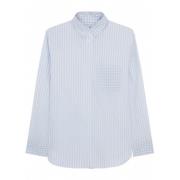Blå og hvid Gingham bomuldsskjorte