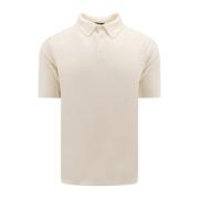 Hvid Linen T-Shirt med Krave