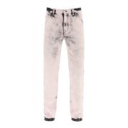 Stone Washed Straight Leg Jeans