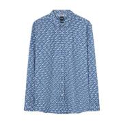 Blå Mønstret Skjorte