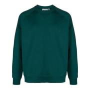 Grøn Bomuldssweater med Broderet Logo