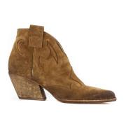 Vintage Brune Ruskind Texan Ankelstøvler
