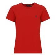 Rød bomuld T-shirt med broderet Pony-logo