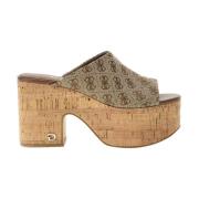 Beige/brune syntetiske sandaler til kvinder