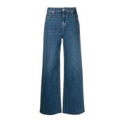 Klassiske højtaljede jeans med frynsekant