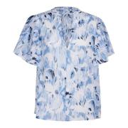 Blomstret Fountain Blue Bluse Tenya