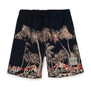 Poplin shorts med palmeprint
