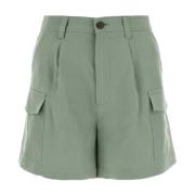 Sage Green Viscose Blend Shorts