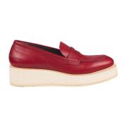 Røde læder loafers med platform sål