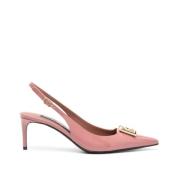 Rosa Patent Læder Slingback Hæle