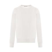 Hvid Bomuldssweater med Grå Detaljer