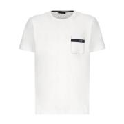 Klassisk Hvid Bomuldst-shirt med Lomme