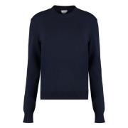 Cashmere Sweater med Læder Albue Patches
