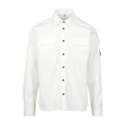 Hvid Bomuldsskjorte med Krave og Lommer