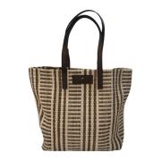 Stribet Jacquard Shopper Taske