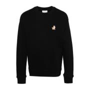 Sort Comfort-Fit Sweater med Speedy Fox Logo Patch