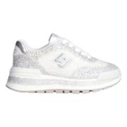 Glitter Sølv Flade Sneakers