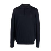 Blå Cashmere Polo-neck Sweatshirt