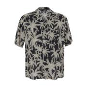 Allover Palm Print Viskose Skjorte