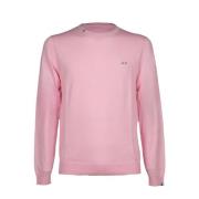 Solid Pink Bomuld Crewneck Skjorte