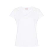 Hvid Blomstret Patch T-shirt