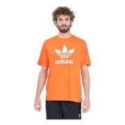 Orange og hvid Adicolor Trefoil T-shirt