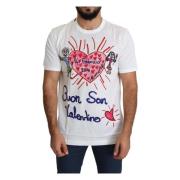 Romantisk Heart Print Crew Neck Tee