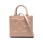 Powder Pink Lædertaske med Logo Prægning
