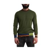Bomuld Crew-Neck Sweater med Farveblokdetaljer