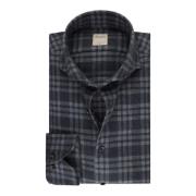 Navy Checked Flannel Skjorte