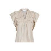 Ruffle Voile Top med Blonde Accents