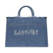 Blå Denim Tote Taske med Logo