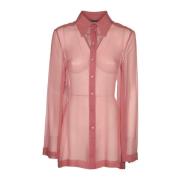 Pink Organisk Chiffon Skjorte