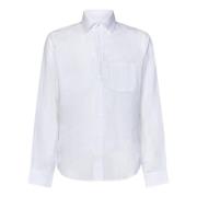 Hvid Hør Skjorte med Knapper