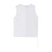 Ærmeløs hvid T-shirt med sidelinning