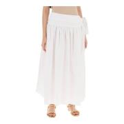 Flared Cotton Midi Skirt with Side Bow