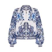 Delft Blue Linen Bomber Jacket