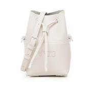 Hvid Mini Bucket Taske med Snørelukning