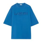 Blå Broderet Oversize Tee-Shirt Paris
