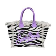 Zebra Canvas Håndtaske med Frynser