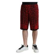 Rød Leopard Print Bermuda Shorts