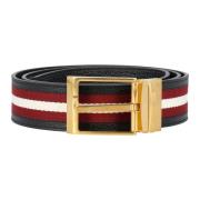 Grained leather and fabric belt
