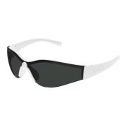 Sporty Semi-Rimless Solbriller Hvid/Grå