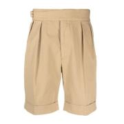 Beige Plisserede Casual Shorts