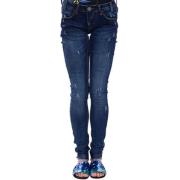Mørkeblå Skinny Jeans med Knæskæringer