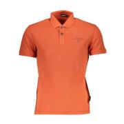 Orange Polo Shirt Stilfuld Print Broderi