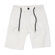 Hvide Bermuda Shorts i Bomuld med Snørelukning